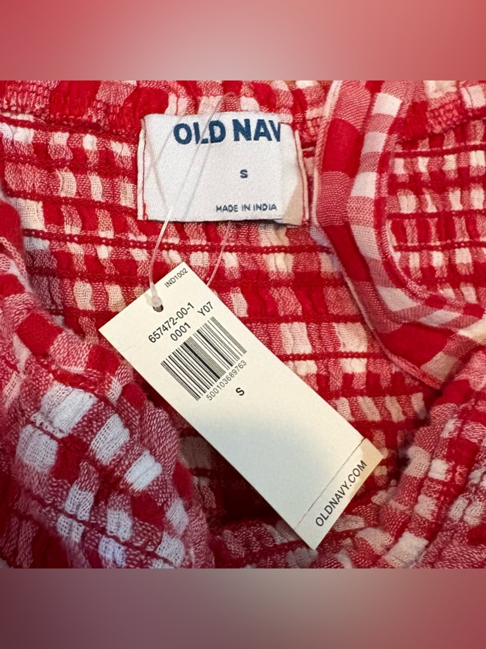 Old Navy Red and White Gingham Tie-Shoulder Romper NWT - Picture 3 of 4